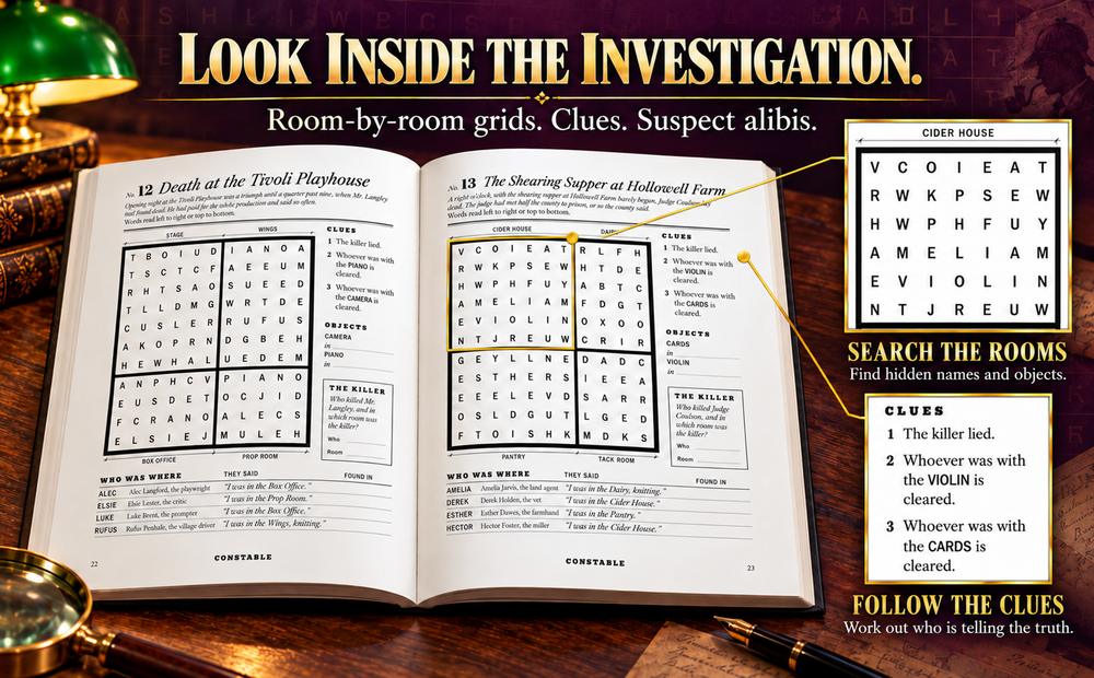 Inside Volume 3: room-by-room grids, clues and suspect alibis